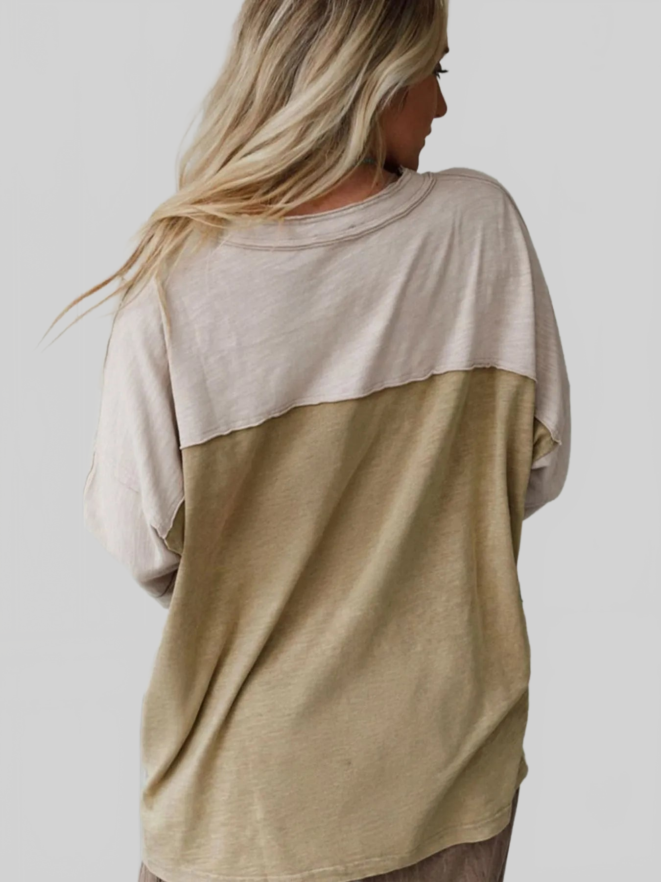 Women Floral Patch Color Block V-Neck T-Shirt NicholesGifts