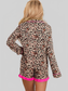 Leopard Print Contrast Trim Long Sleeve Shirt and Drawstring Ruffle Hem Shorts Set nicholesgifts