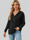 Drawstring Half Button Long Sleeve Hoodie nicholesgifts