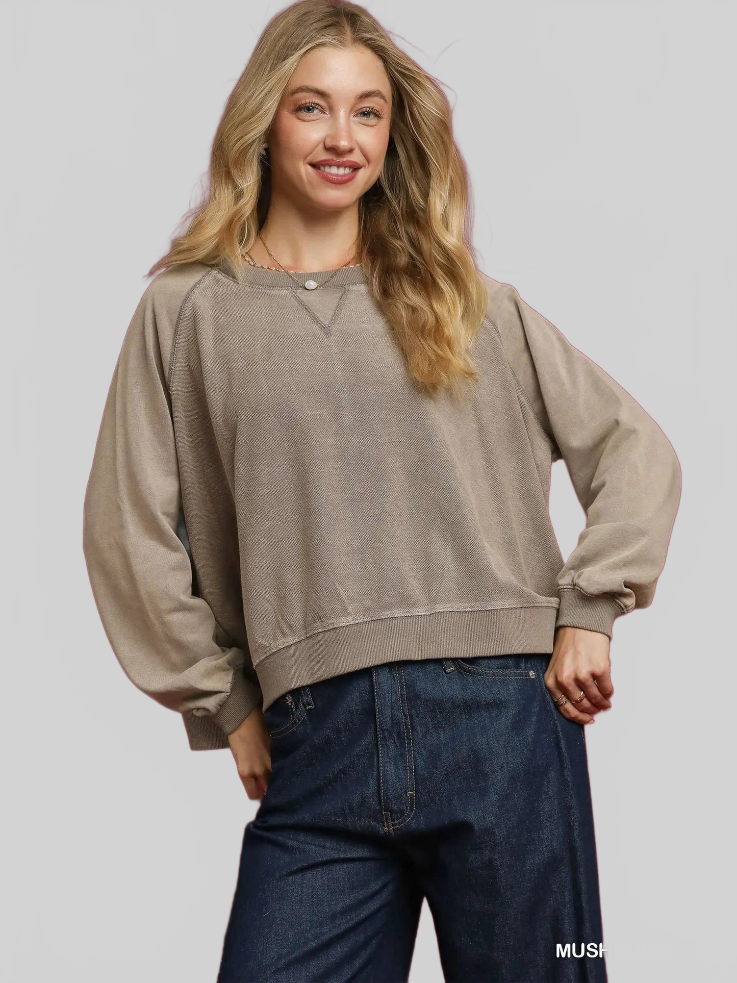Umgee Mineral Wash French Terry Sweatshirt nicholesgifts