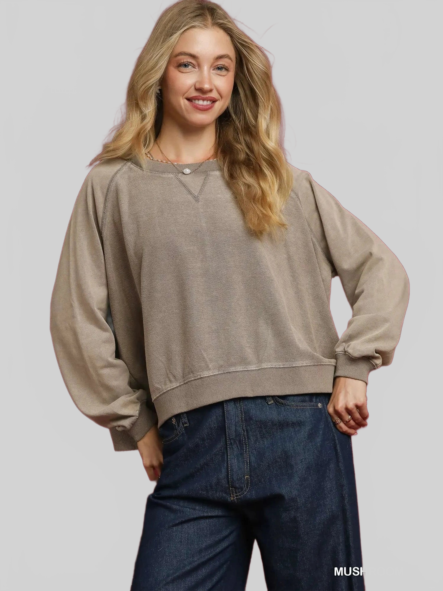 Umgee Mineral Wash French Terry Sweatshirt nicholesgifts