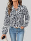 Printed Tie Neck Long Sleeve Blouse NicholesGifts