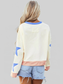 Women Star Contrast Round Neck Long Sleeve Sweatshirt nicholesgifts