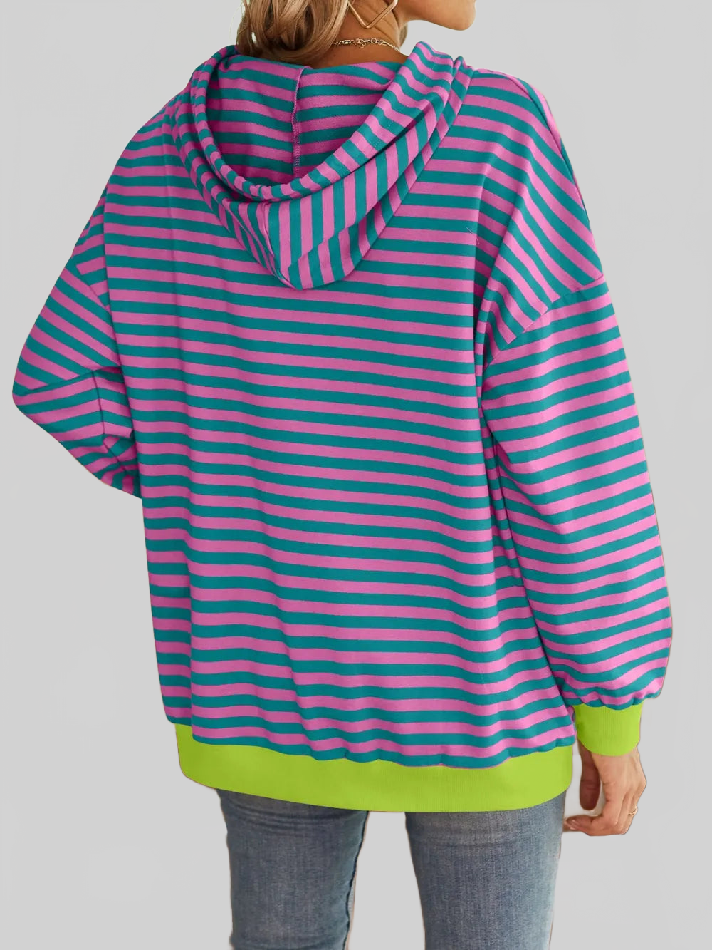 Lovelet Drawstring Striped Long Sleeve Hoodie NicholesGifts