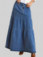 Tiered Maxi Denim Skirt with Zipper Detail nicholesgifts