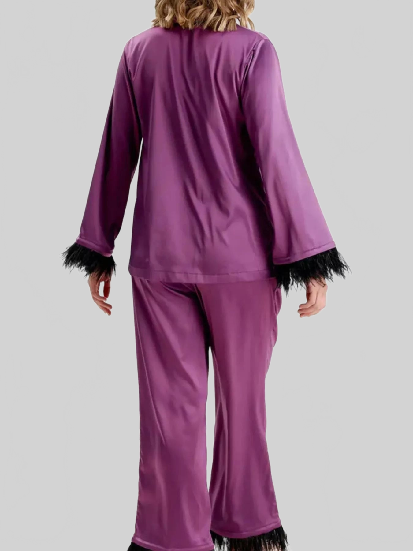 Silky Button Up Top and Pants Lounge Set nicholesgifts