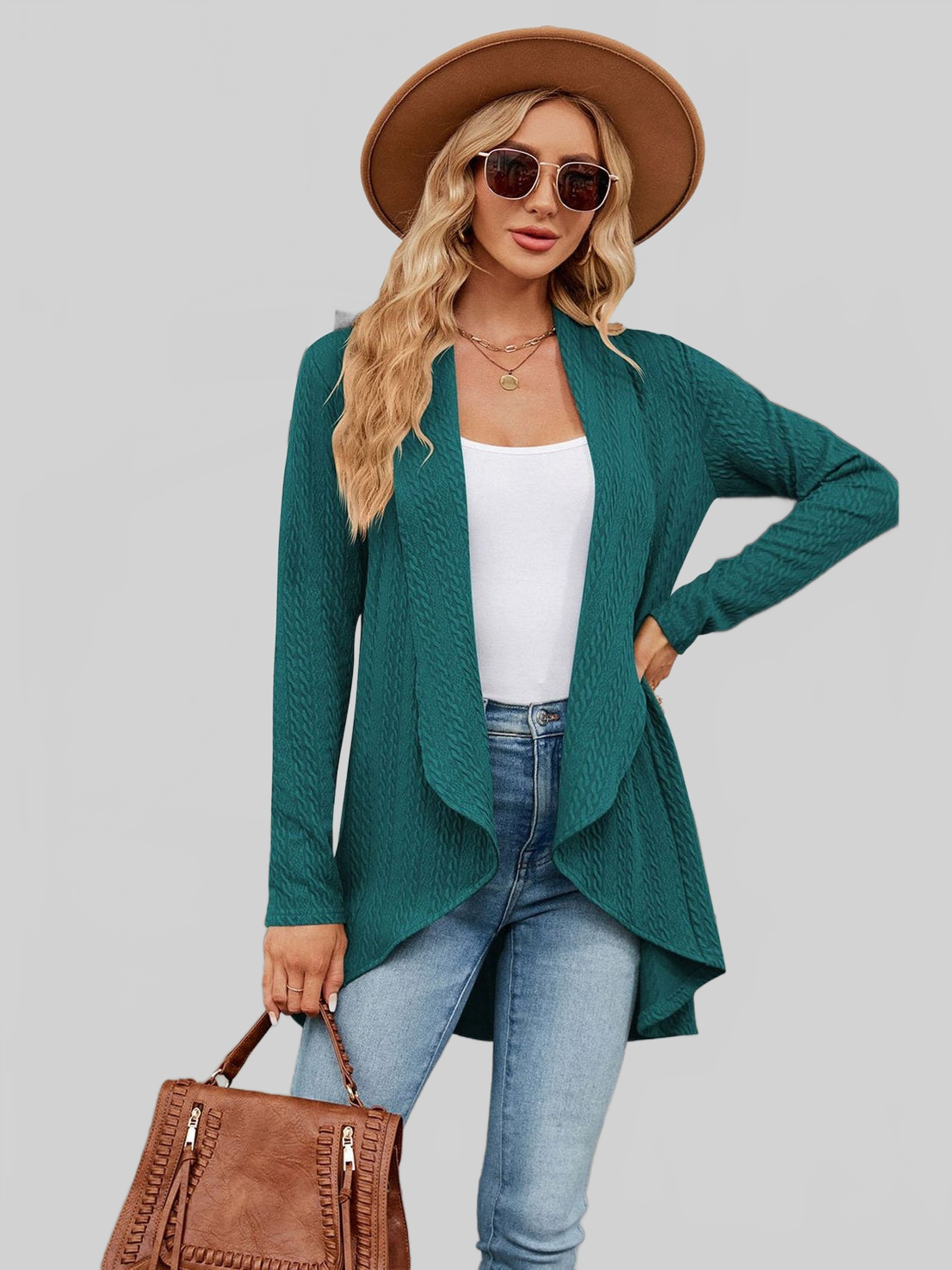 Open Front Long Sleeve Cardigan nicholesgifts