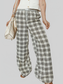 Women Plaid Wide Leg Pants nicholesgifts