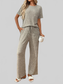 Ribbed Knit Short Sleeve Top and Pants Lounge Set nicholesgifts