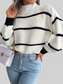 Striped Mock Neck Dropped Shoulder Sweater NicholesGifts