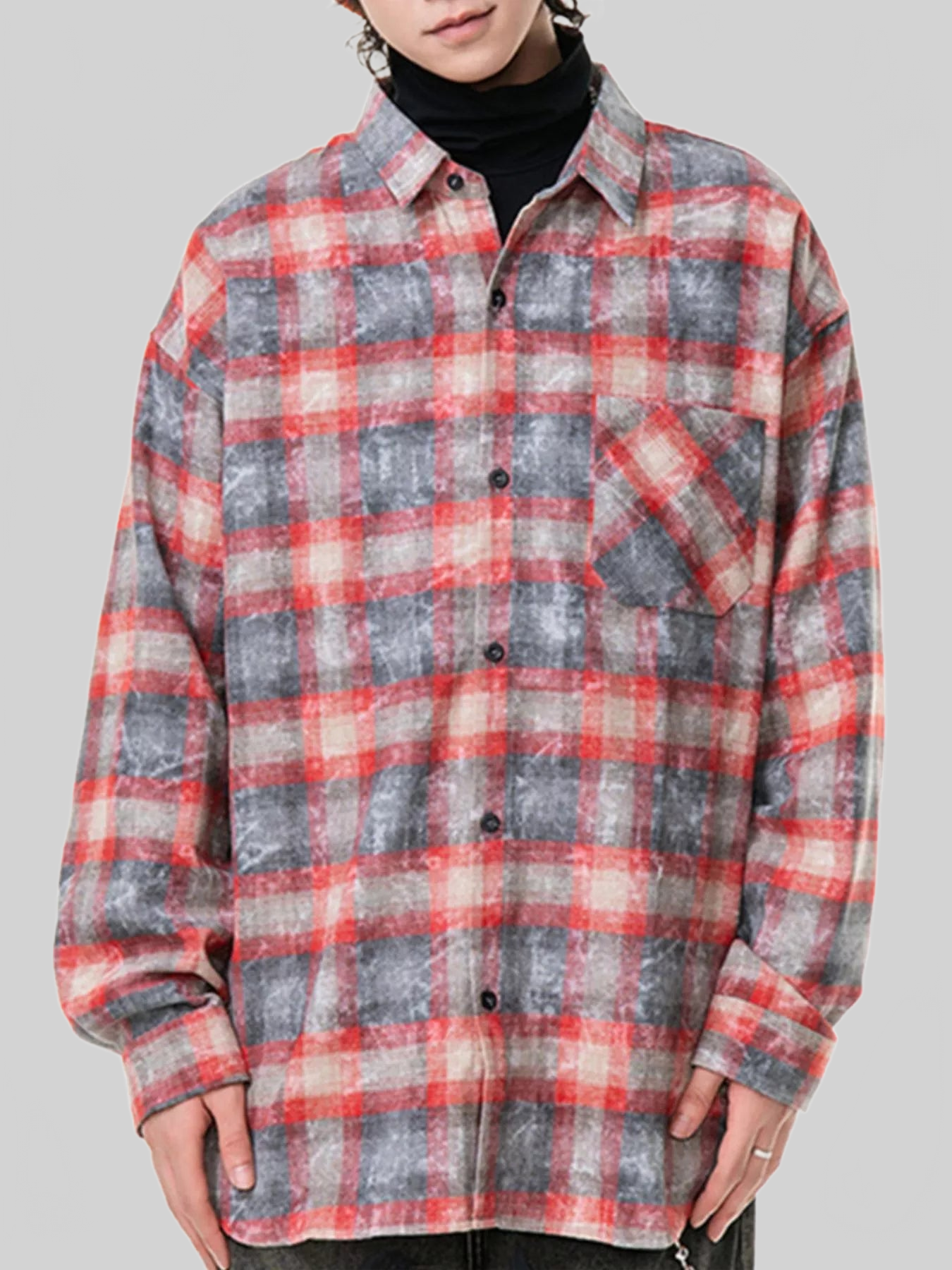 Men's Plus Size Plaid Button Up Long Sleeve Shirt nicholesgifts