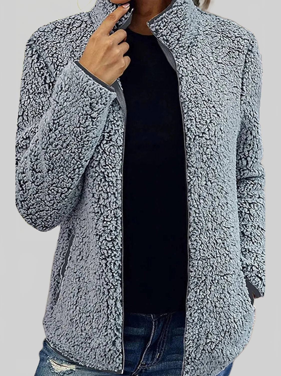 Pocketed Zip Up Turtleneck Jacket nicholesgifts
