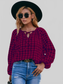 Ivy Lane Plaid Tie Neck Balloon Sleeve Blouse NicholesGifts