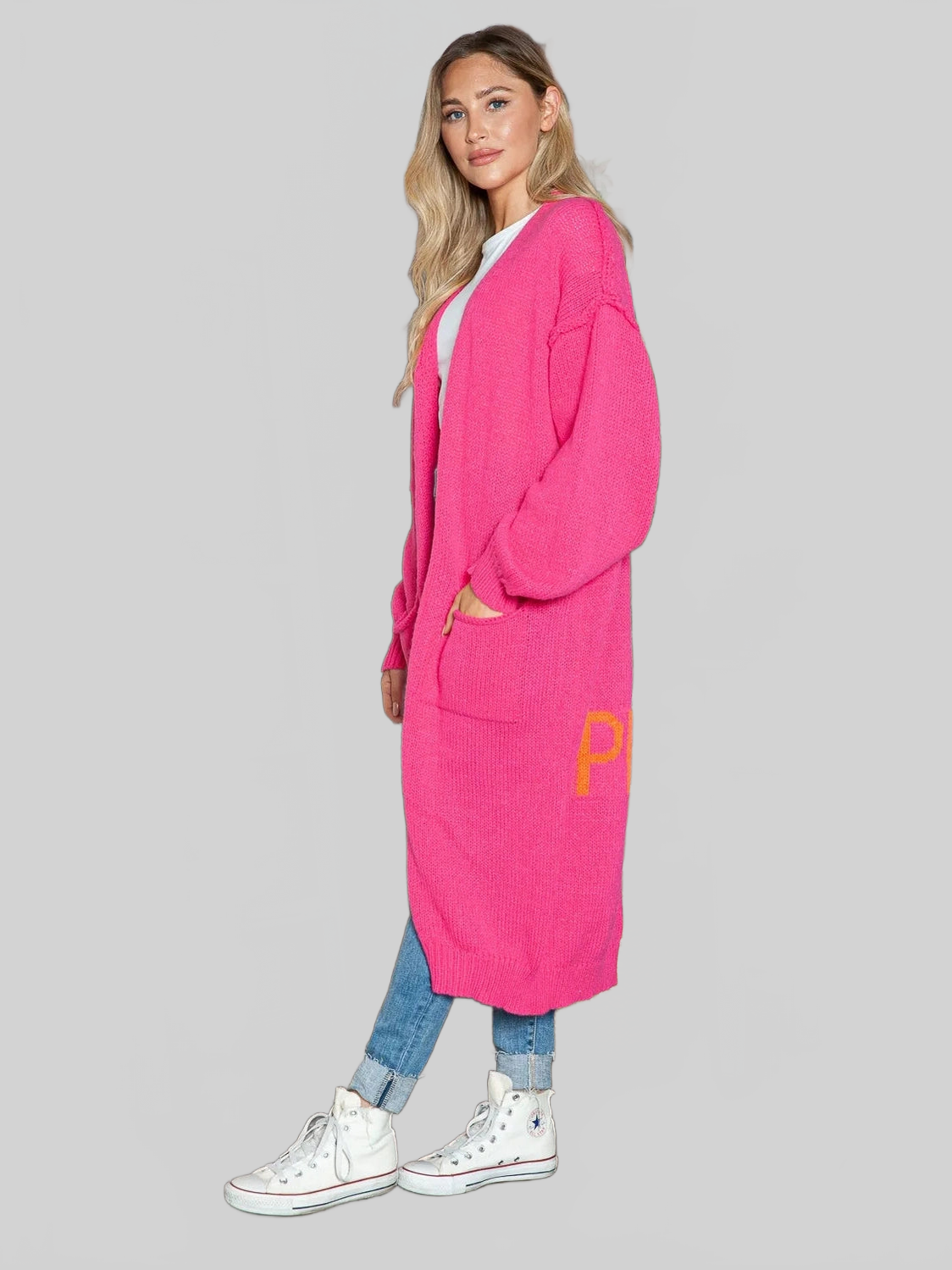 Letter Dropped Shoulder Long Sleeve Cardigan nicholesgifts