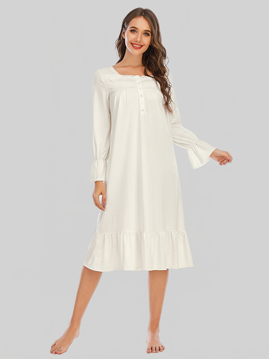 Flounce Sleeve Ruffle Hem Night Dress Trendsi