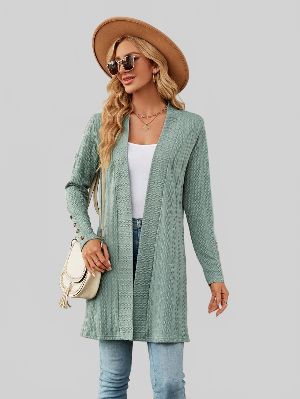 Long Sleeve Open Front Cardigan nicholesgifts