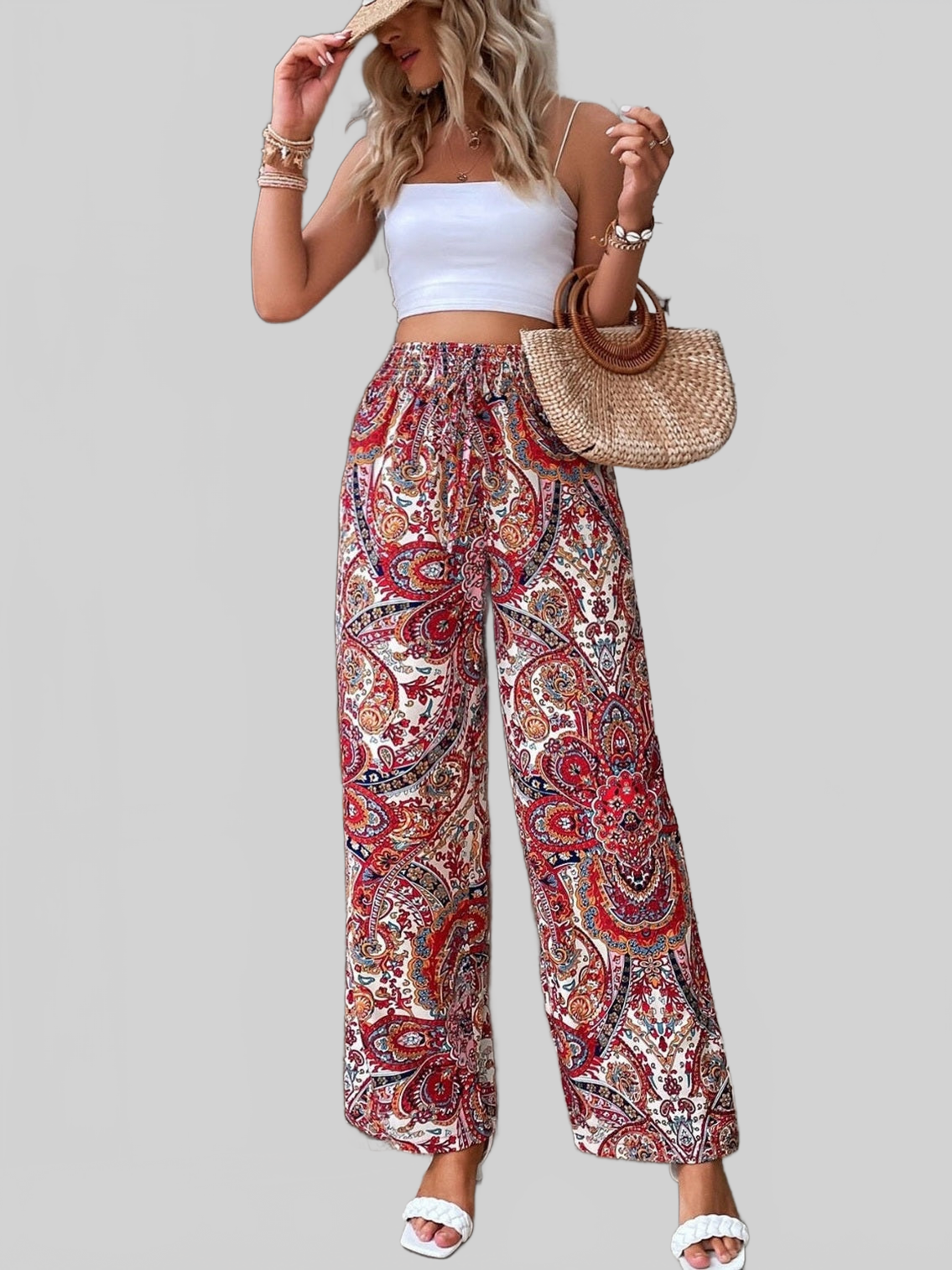 Women Printed Wide Leg Pants NicholesGifts