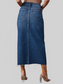 Raw Hem Front Slit Denim Midi Skirt nicholesgifts