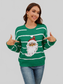 Women Sequin Santa Striped Round Neck Long Sleeve Sweater nicholesgifts