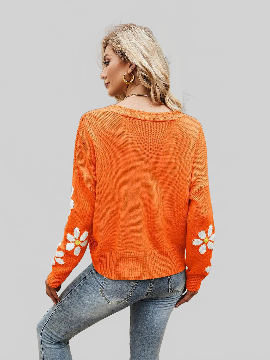 Women Flower Pattern Button Front Cardigan nicholesgifts