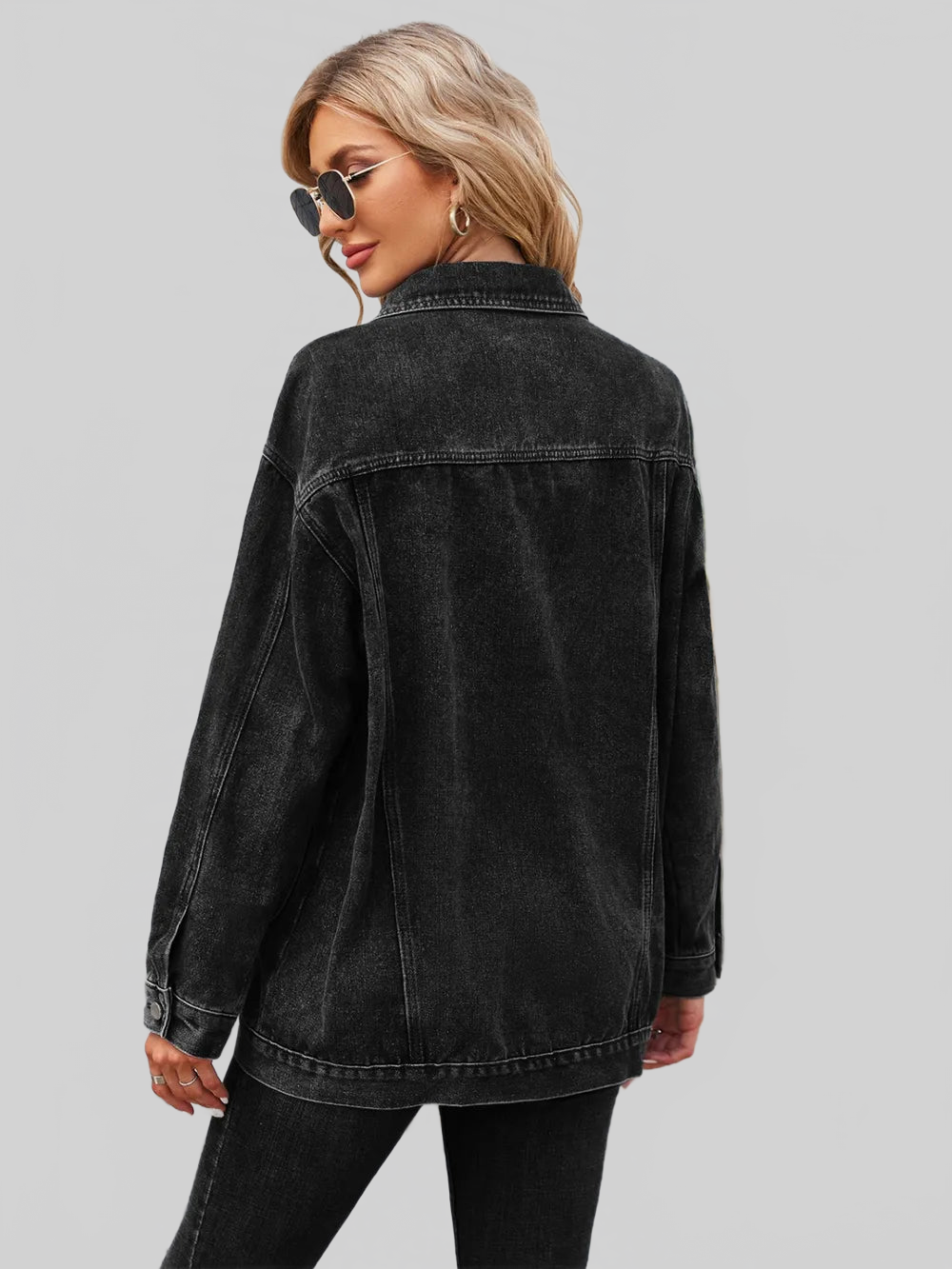 Button Up Long Sleeve Denim Jacket nicholesgifts