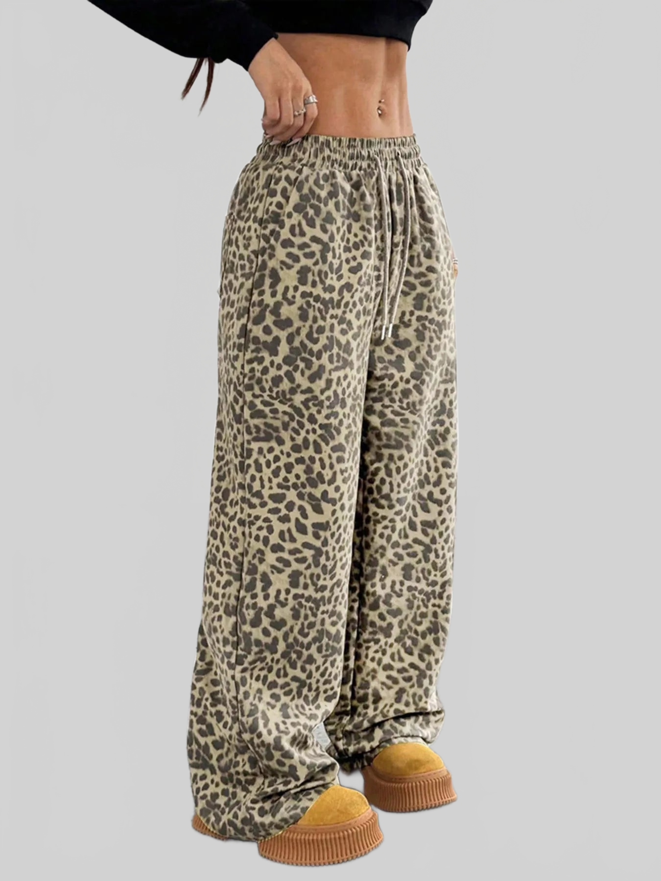 Women Full Size Leopard Print Wide Leg Pants Plus Size nicholesgifts