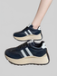Side Striped Lace Up Platform Athletic Sneakers nicholesgifts