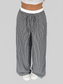 Women Striped Wide Leg Drawstring Pants nicholesgifts