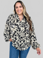 Women Double Take Full Size Printed Ruffle Trim Balloon Sleeve Shirt NicholesGifts