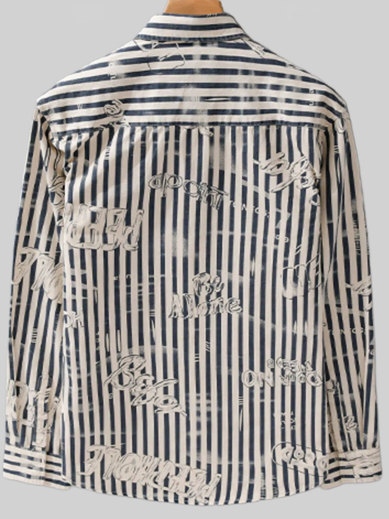 Men's Plus Size Striped Button Up Long Sleeve Shirt nicholesgifts