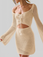 Women Cutout Lace-Up Long Sleeve Cover Up nicholesgifts