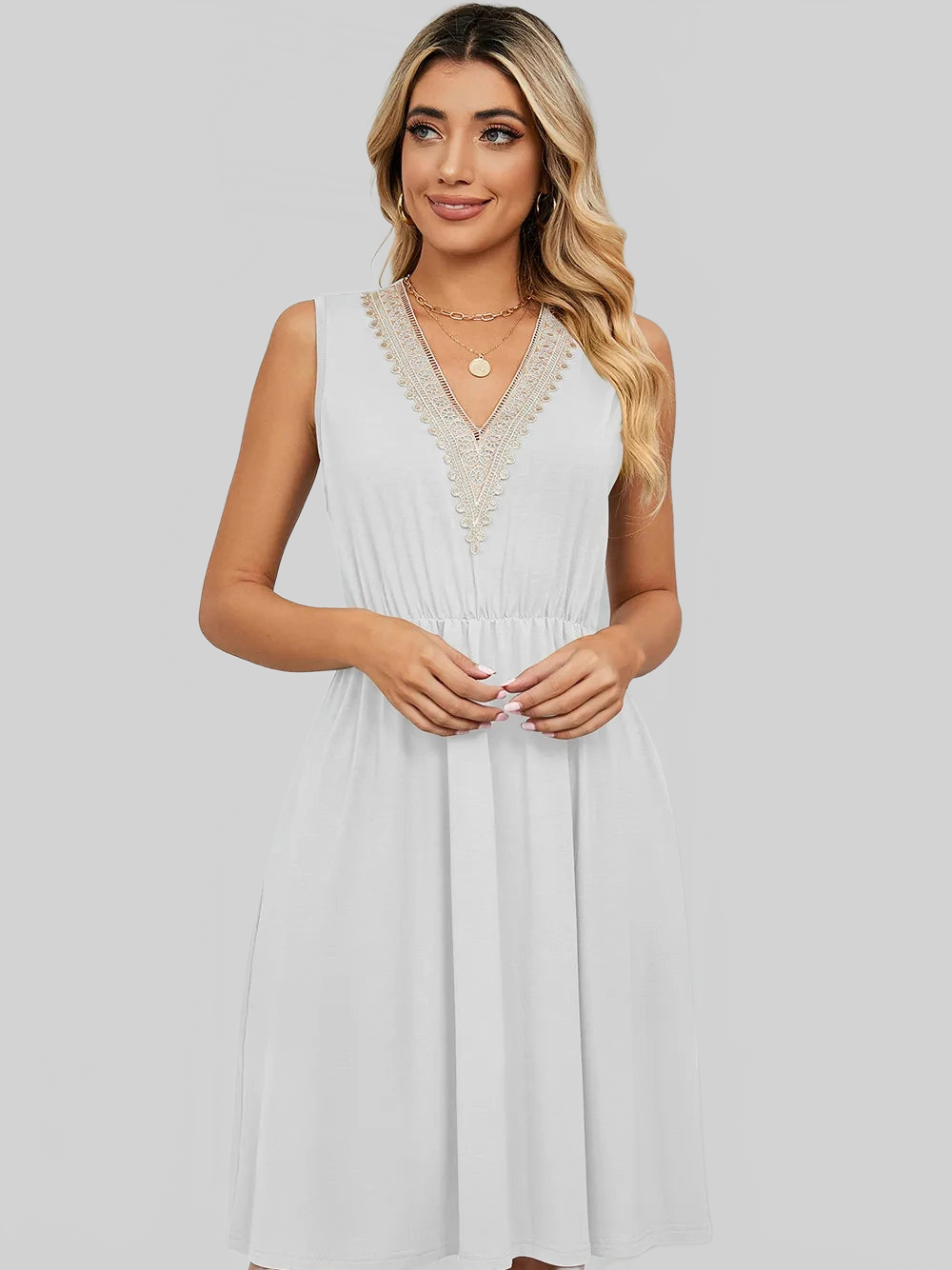 Pocketed V-Neck Wide Strap Dress nicholesgifts