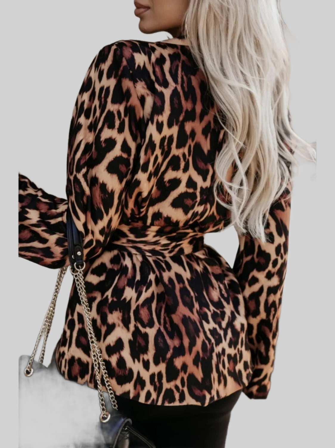 Tied Printed Collared Neck Long Sleeve Jacket nicholesgifts