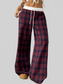 Women Plaid Wide-Leg Pants with Elastic Waistband nicholesgifts