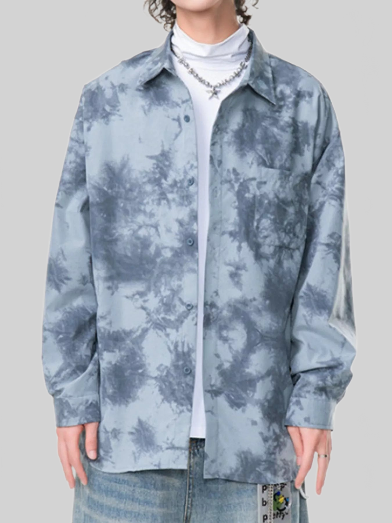 Men's Plus Size Tie-Dye Oversized Button-Up Shirt nicholesgifts