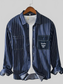 Men's Plus Size Striped Button Up Long Sleeve Shirt nicholesgifts