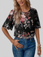 Floral Round Neck Half Sleeve Blouse nicholesgifts
