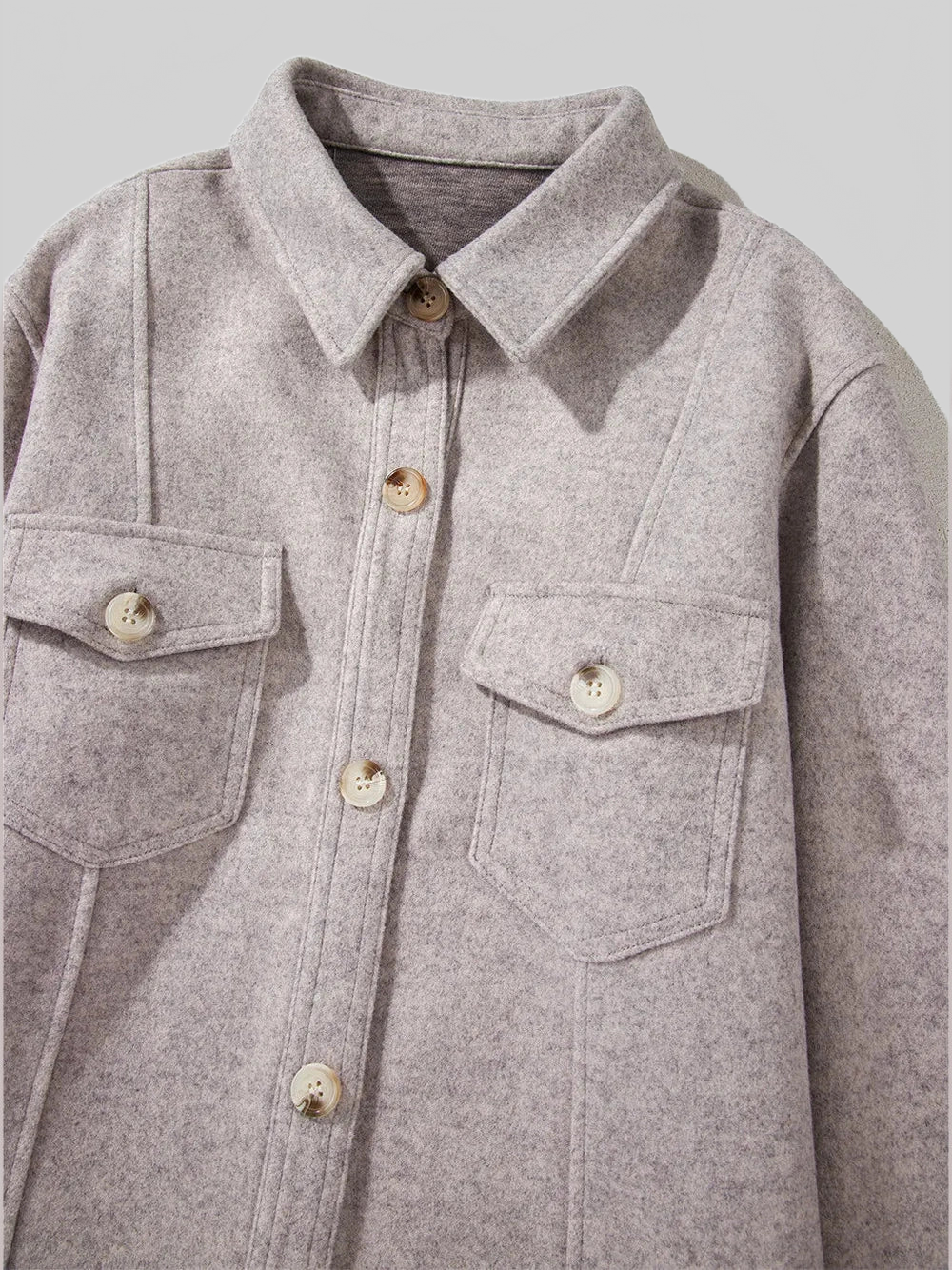 Button Up Collared Neck Long Sleeve Jacket NicholesGifts