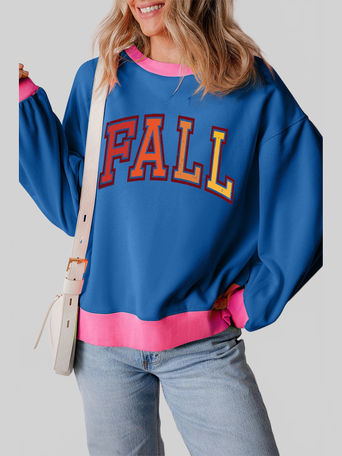Women Letter Graphic Contrast Long Sleeve Sweatshirt nicholesgifts