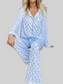 Bow Print Long Sleeve Shirt and Pants Pajama Set nicholesgifts