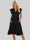 Ruched Notched Cap Sleeve Dress nicholesgifts