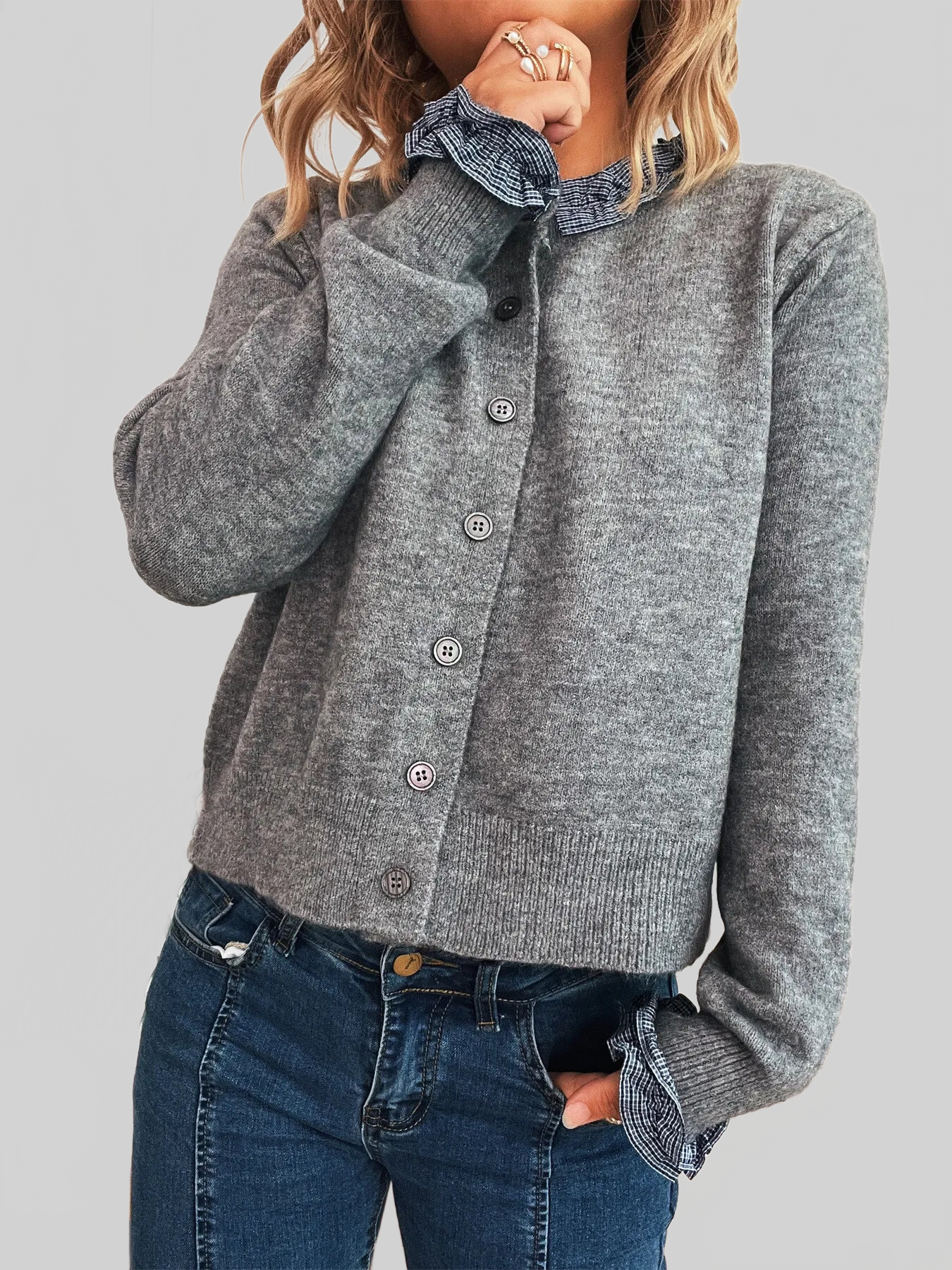 Button Up Long Sleeve Cardigan nicholesgifts