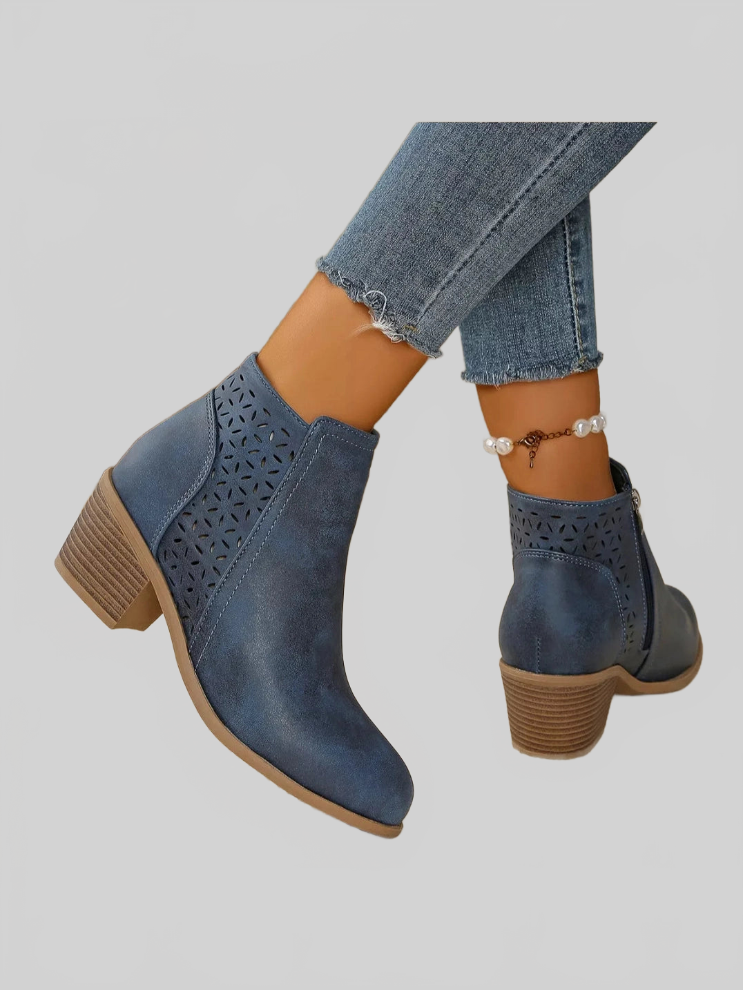 Point Toe Block Heels Boots nicholesgifts