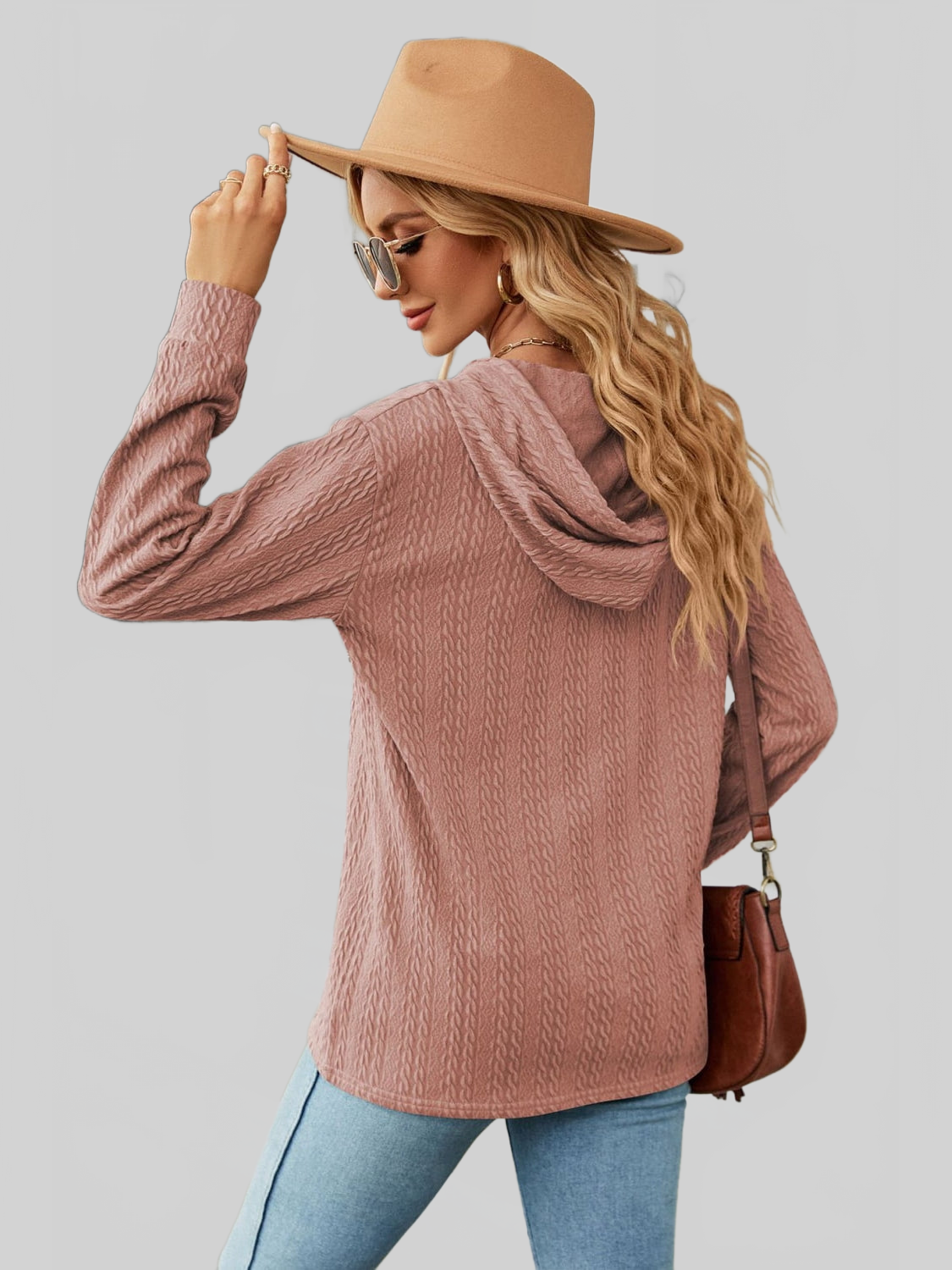 NicholesGifts Women Cable-Knit Long Sleeve Hoodie NicholesGifts