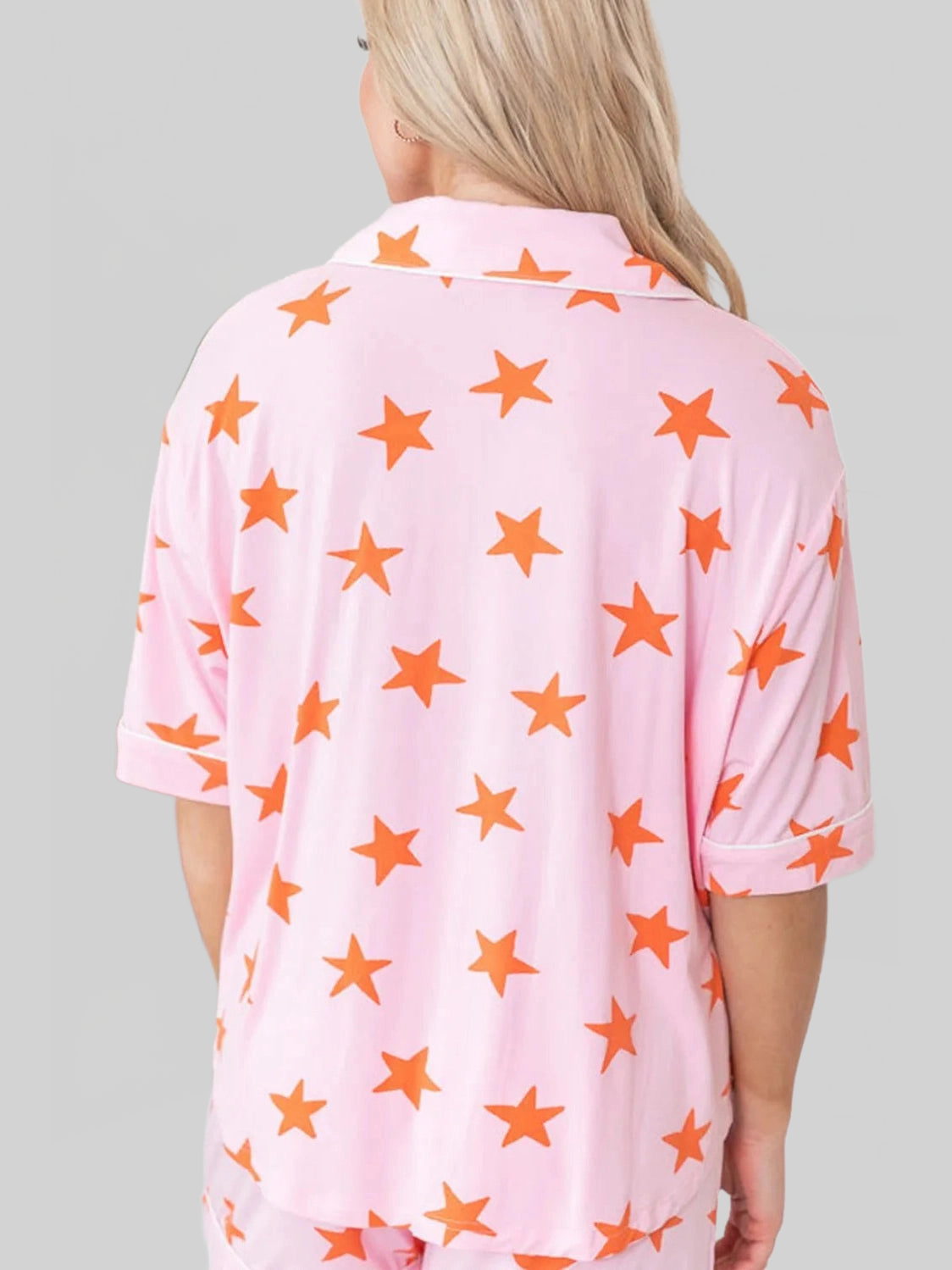 Star Print Short Sleeve Shirt and Shorts Set nicholesgifts