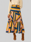Ruched Elastic Waist Contrast Midi Skirt nicholesgifts