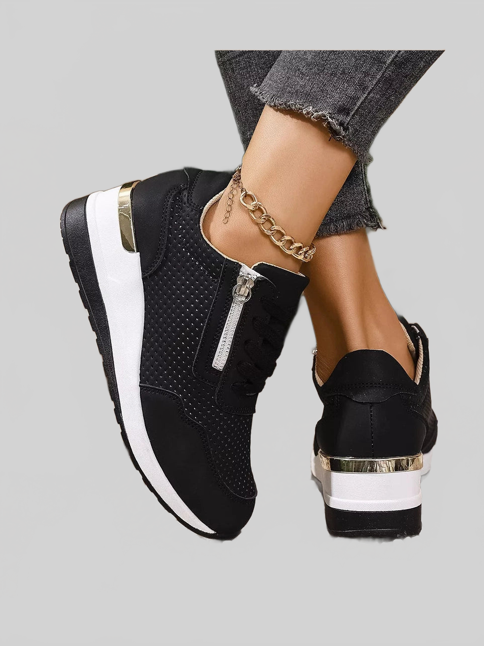Lace Up Wedge Sneakers nicholesgifts