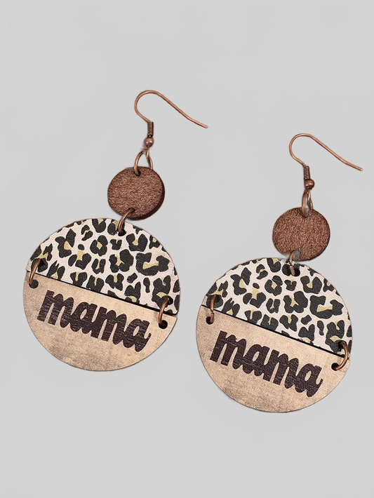 Wooden Leopard Round Shape Earrings nicholesgifts
