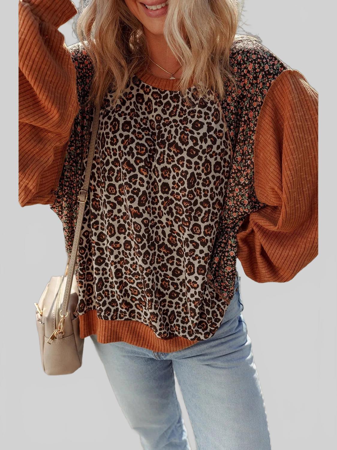 Leopard Print Long Sleeve Sweatshirt nicholesgifts