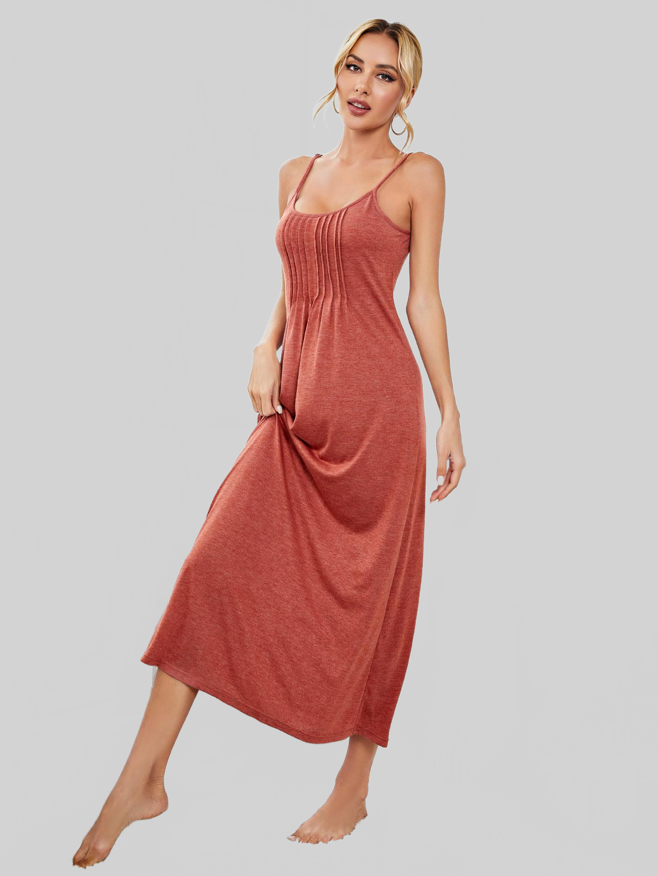 Scoop Neck Spaghetti Strap Night Dress nicholesgifts